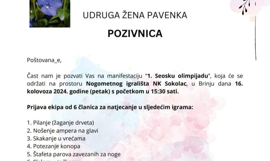 1. Seoska Olimpijada za žene u Općini Brinje