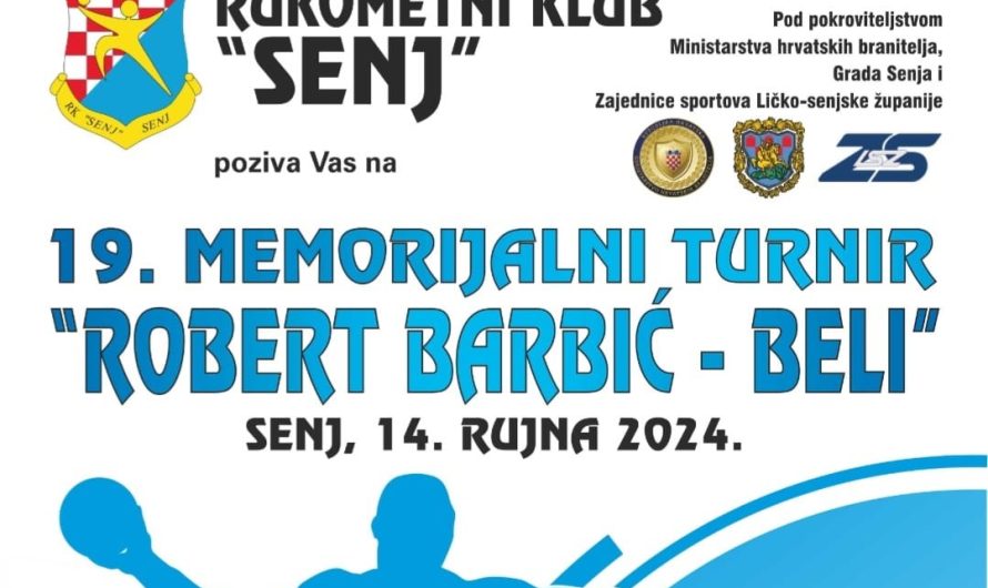 19. Memorijalni rukometni turnir “Robert Barbić-Beli” ovog vikenda u Senju